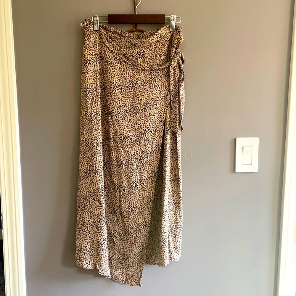 Cheetah Print Wrap MIDI Skirt